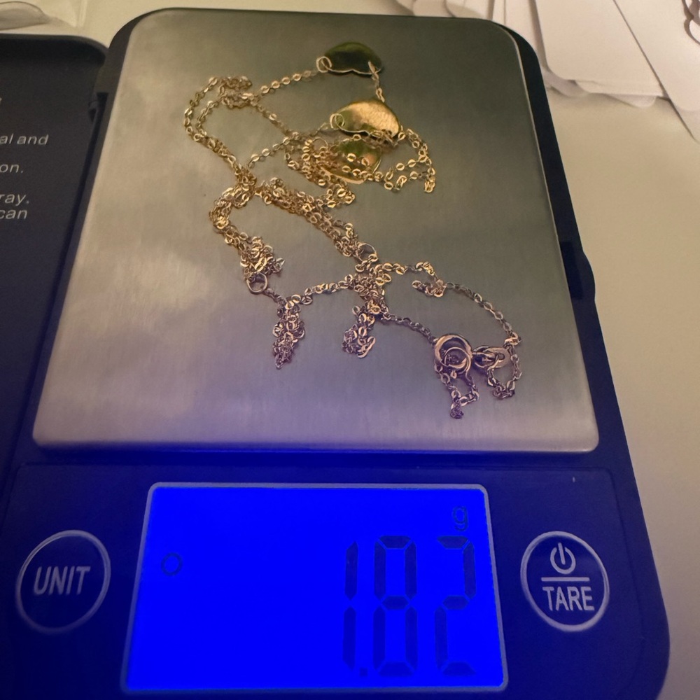 New 14k gold triple strand heart drop layer necklace - Picture 4 of 4